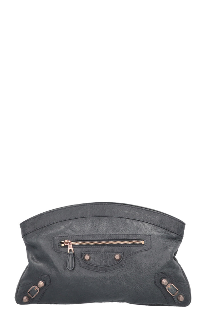 BALENCIAGA City Zip Pouch Leather Charcoal