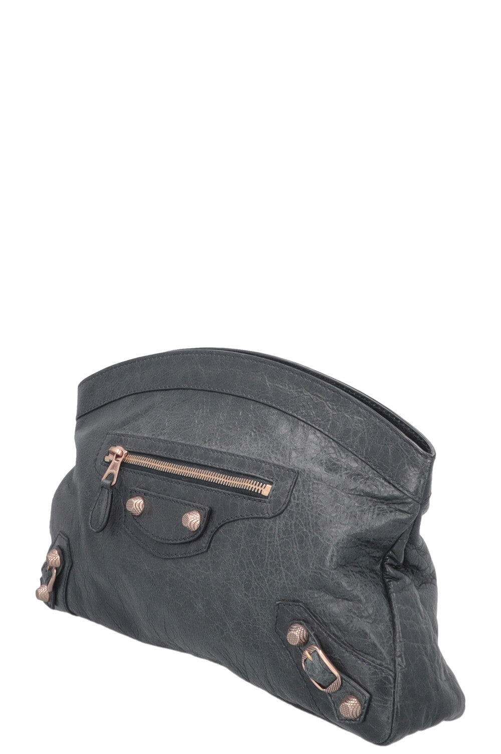 BALENCIAGA City Zip Pouch Leather Charcoal