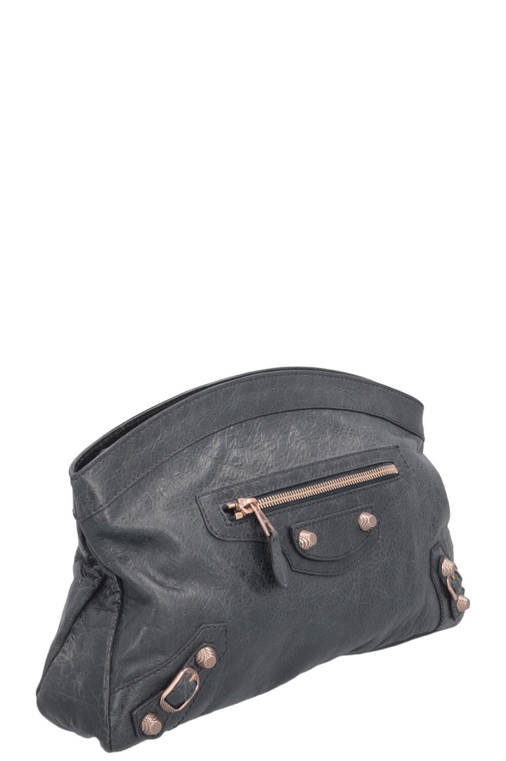 BALENCIAGA City Zip Pouch Leather Charcoal