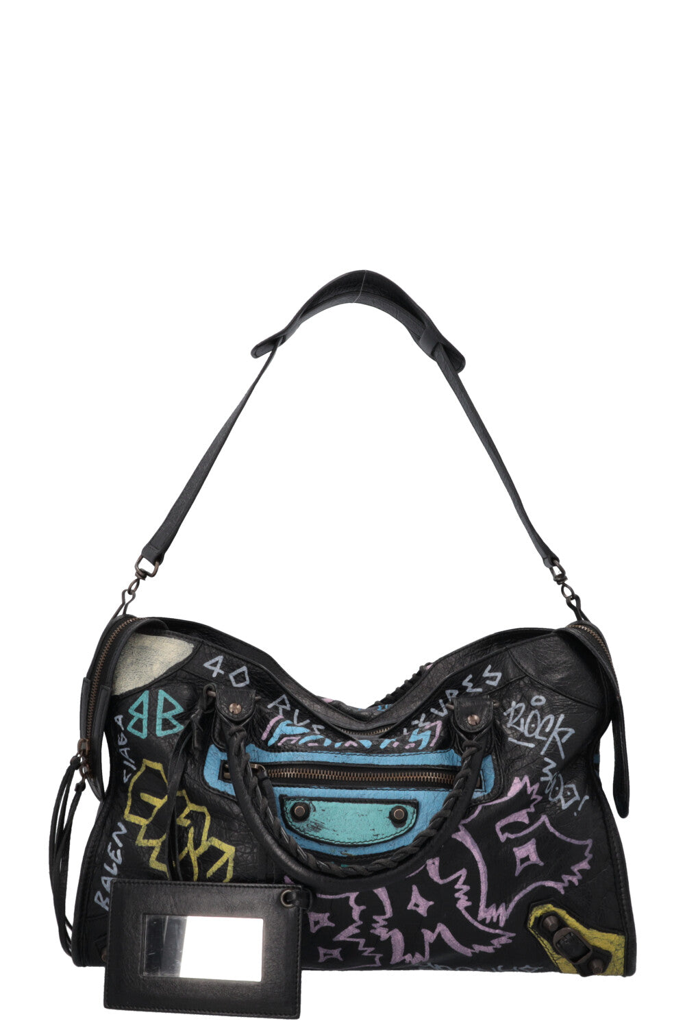 BALENCIAGA Graffiti City Tote Bag Black