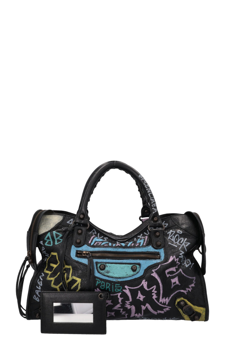 BALENCIAGA Graffiti City Tote Bag Black