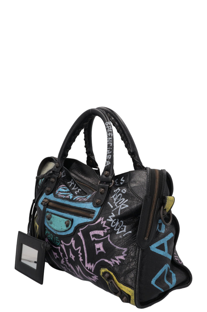 BALENCIAGA Graffiti City Tote Bag Black