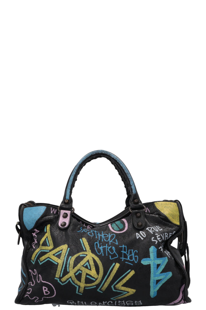 BALENCIAGA Graffiti City Tote Bag Black