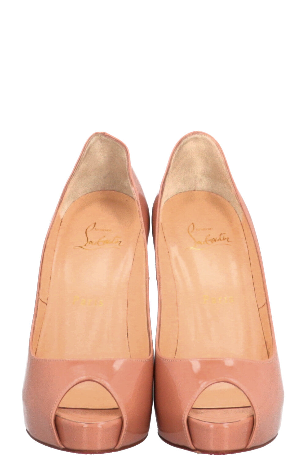CHRISTIAN LOUBOUTIN Very Privé 120 Peep Toe Patent Nude