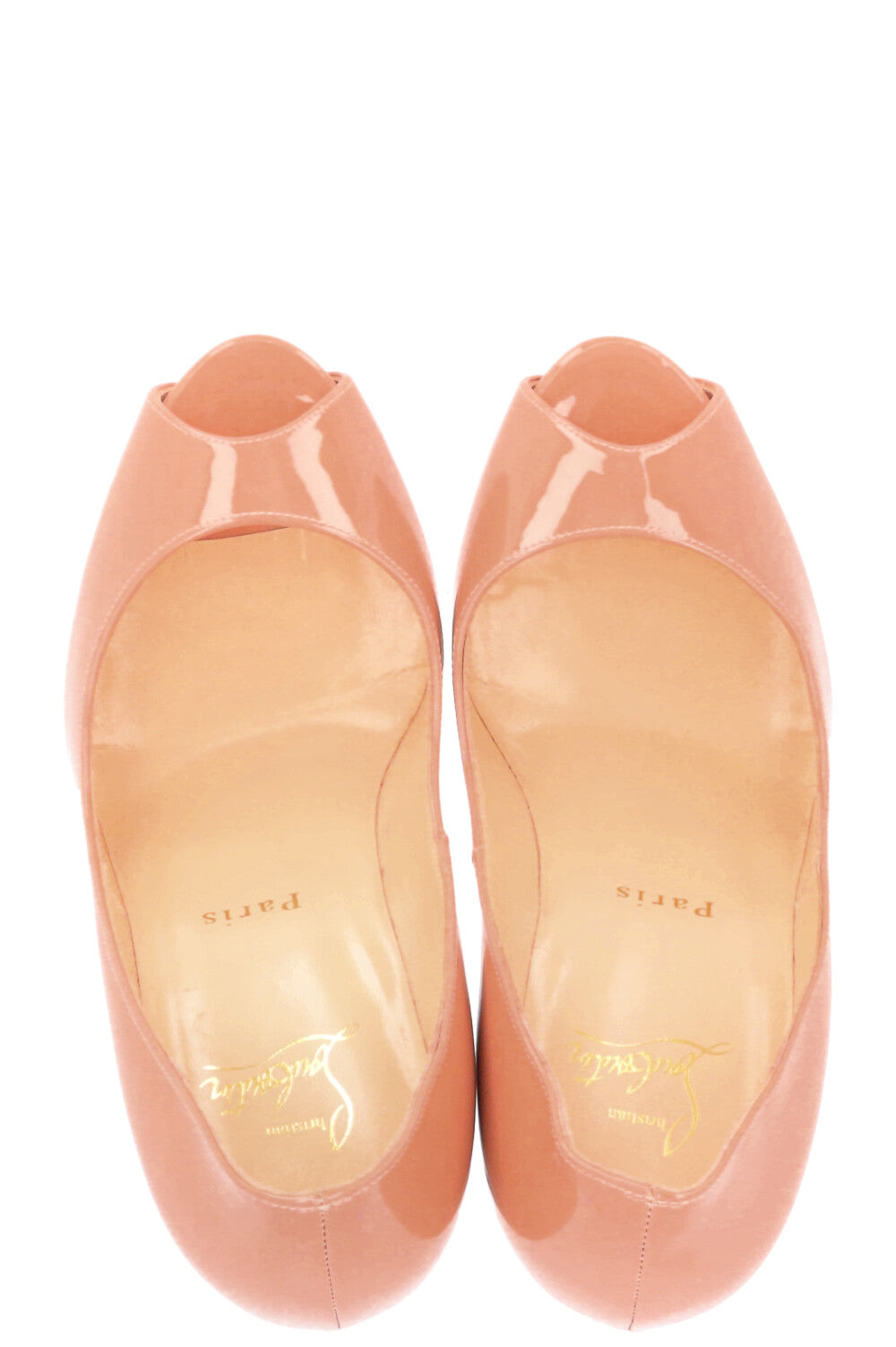 CHRISTIAN LOUBOUTIN Very Privé 120 Peep Toe Patent Nude