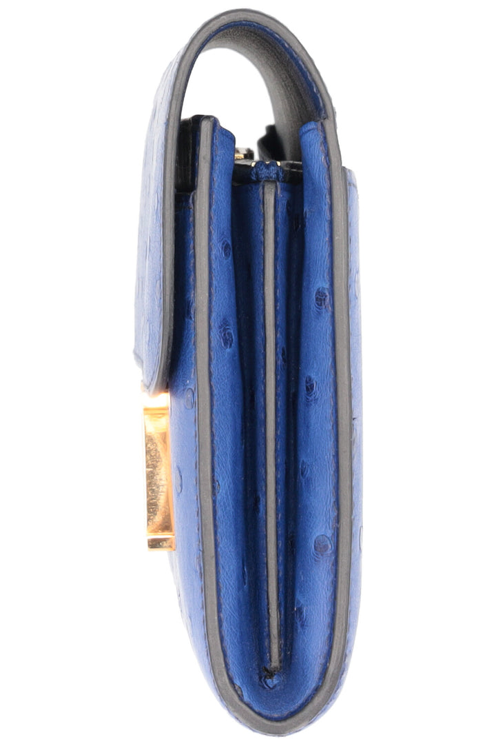 HERMÈS Portefeuille Long Constance Autruche Bleu Saphir
