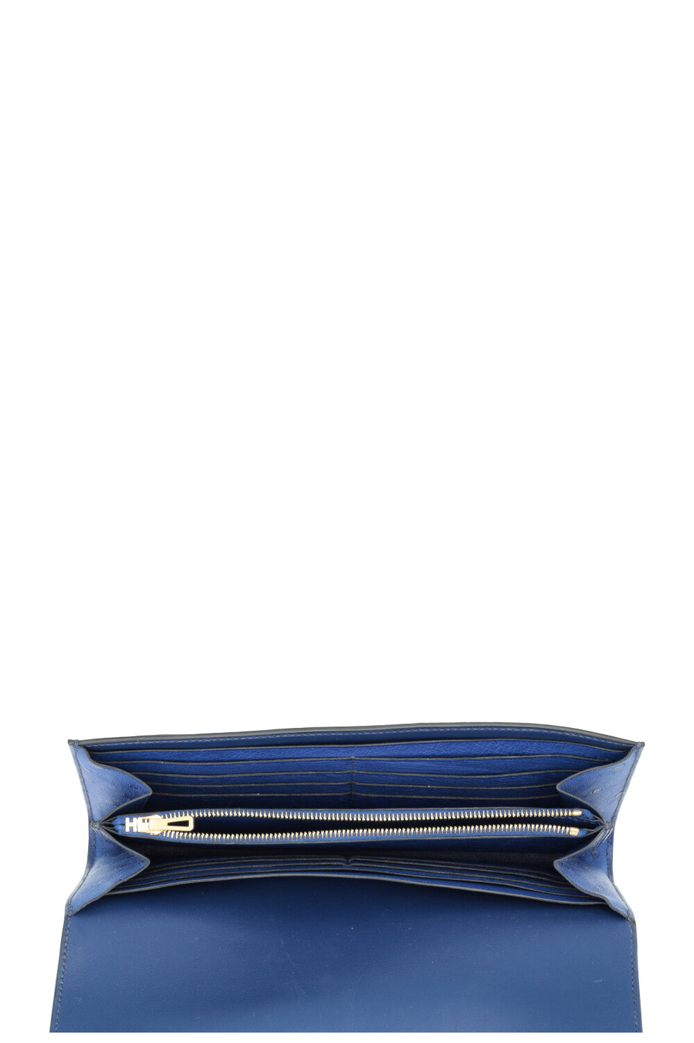 HERMÈS Portefeuille Long Constance Autruche Bleu Saphir