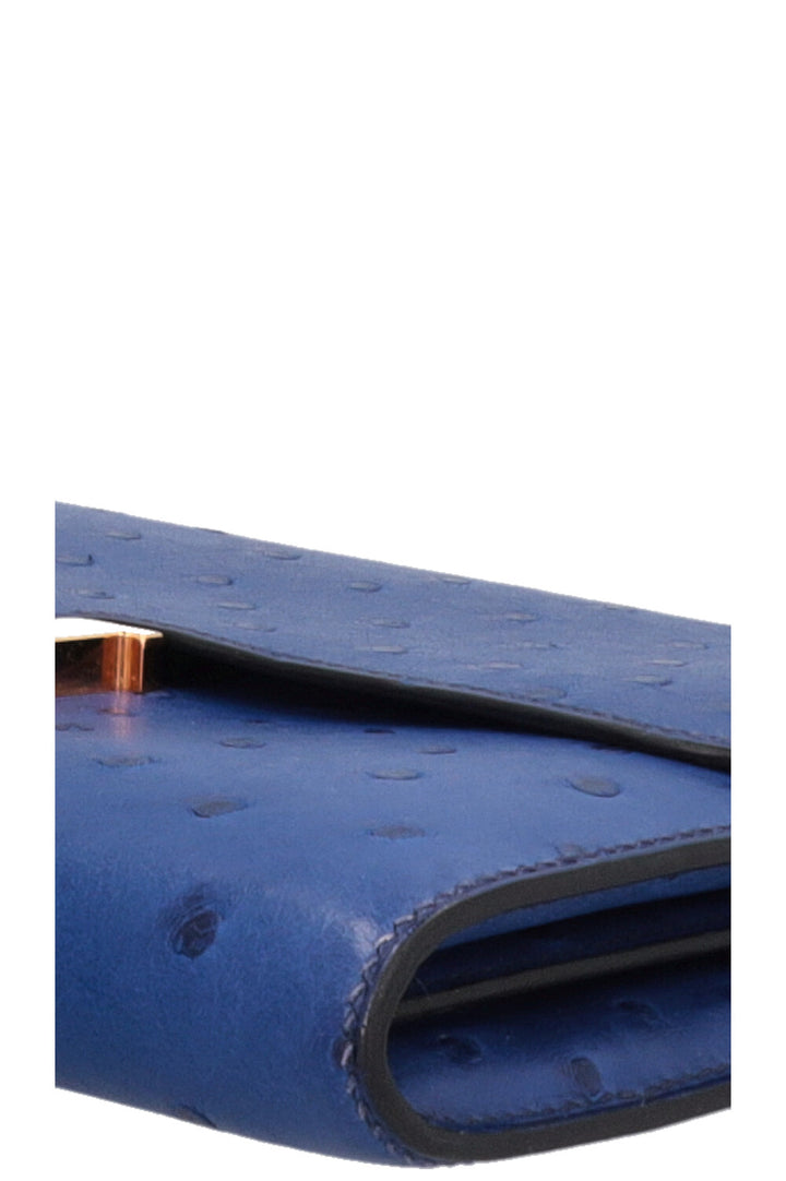 HERMÈS Portefeuille Long Constance Autruche Bleu Saphir