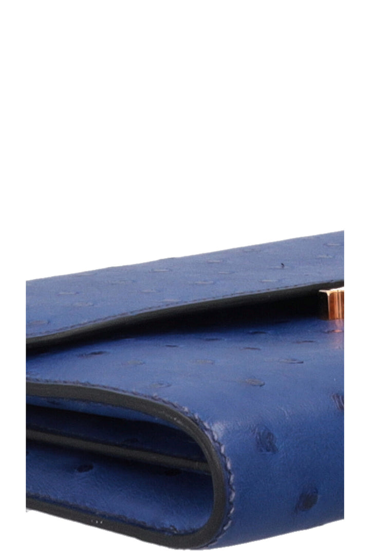 HERMÈS Portefeuille Long Constance Autruche Bleu Saphir