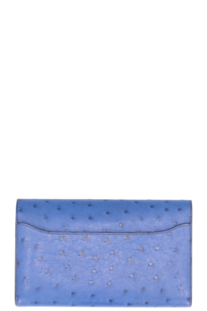 HERMÈS Portefeuille Long Constance Autruche Bleu Saphir