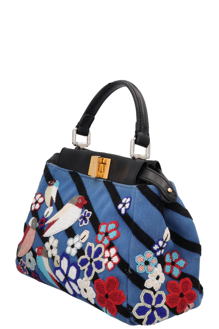 FENDI Mini Peekaboo Beaded Bird Denim