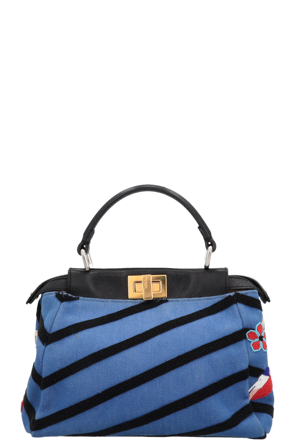 FENDI Mini Peekaboo Beaded Bird Denim
