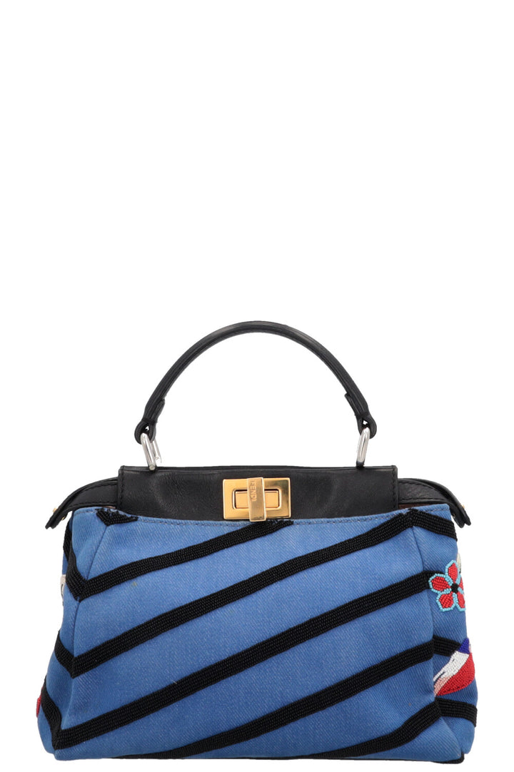 FENDI Mini Peekaboo Beaded Bird Denim