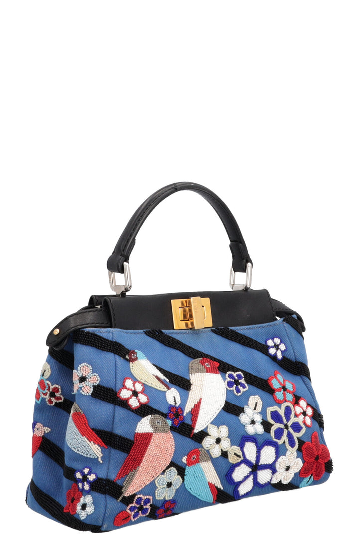 FENDI Mini Peekaboo Beaded Bird Denim