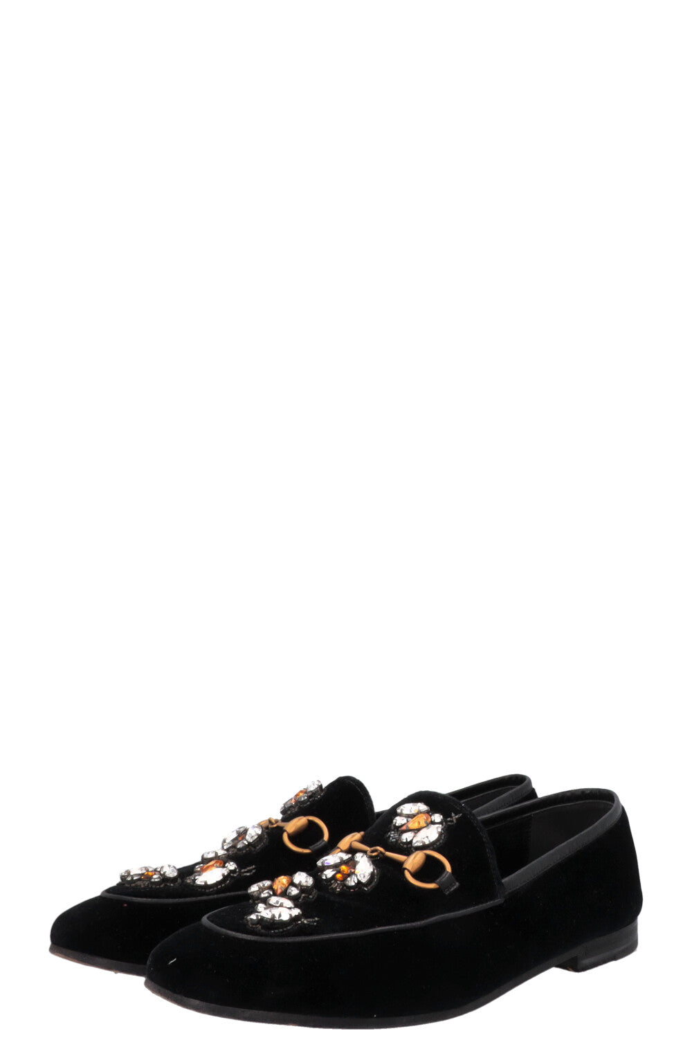 GUCCI Bee Jordaan Loafers Velvet Black