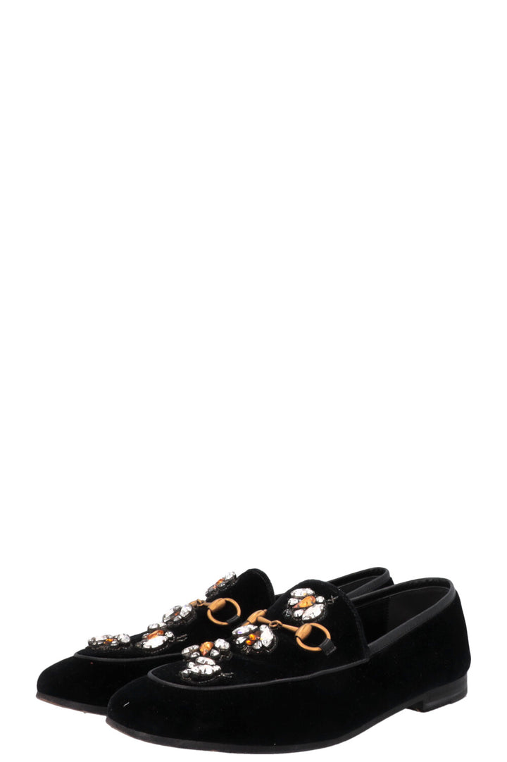GUCCI Bee Jordaan Loafers Velvet Black