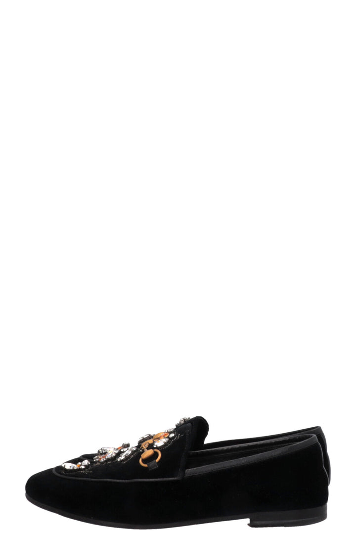 GUCCI Bee Jordaan Loafers Velvet Black