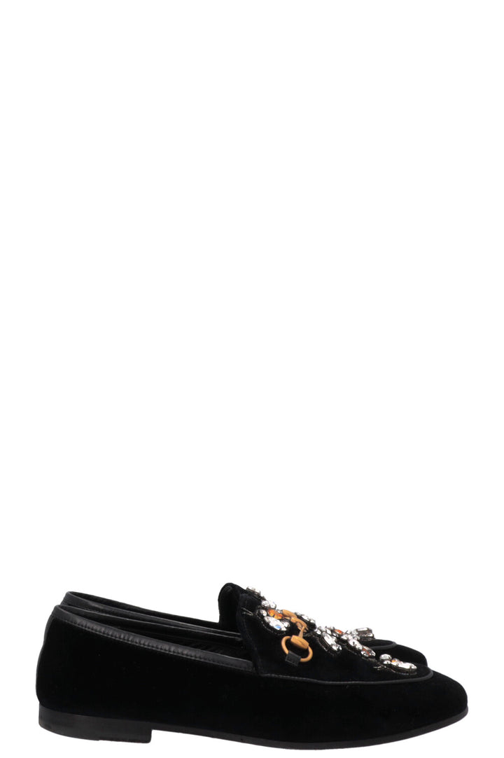 GUCCI Bee Jordaan Loafers Velvet Black