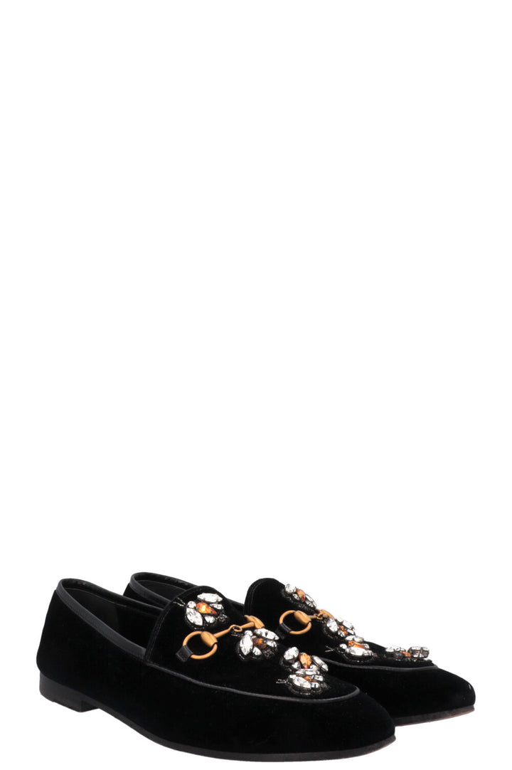 GUCCI Bee Jordaan Loafers Velvet Black