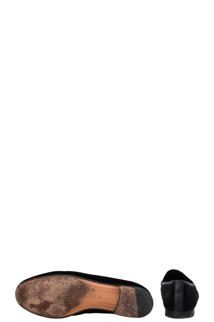 GUCCI Bee Jordaan Loafers Velvet Black