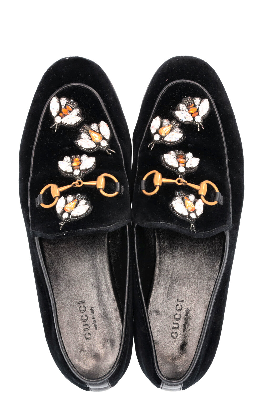 GUCCI Bee Jordaan Loafers Velvet Black