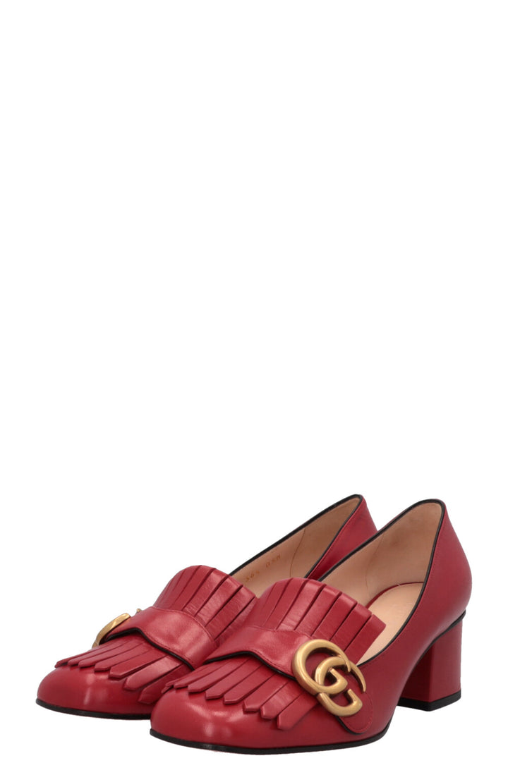 GUCCI Marmont Fringed Heels Red