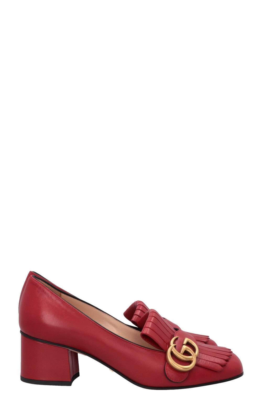 GUCCI Marmont Fringed Heels Red