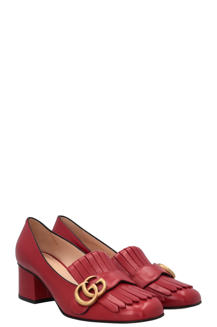 GUCCI Marmont Fringed Heels Red