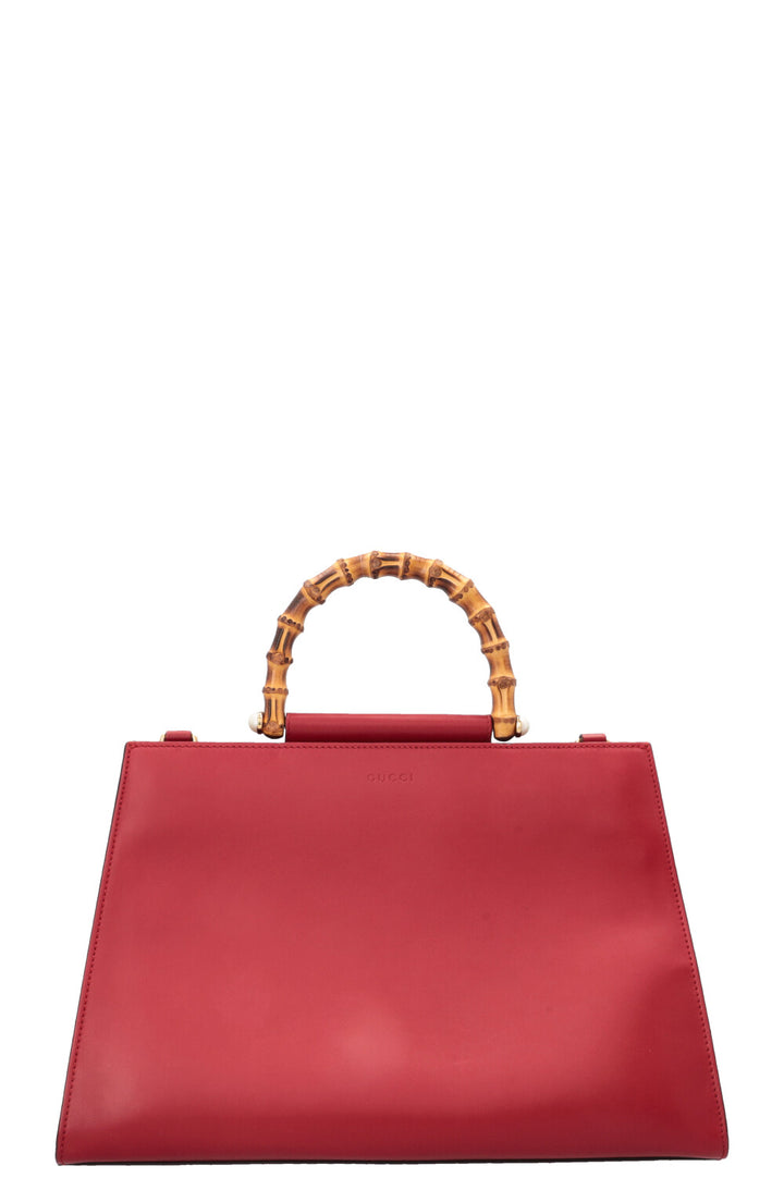 GUCCI Bamboo Top Handle Tote Bag Red