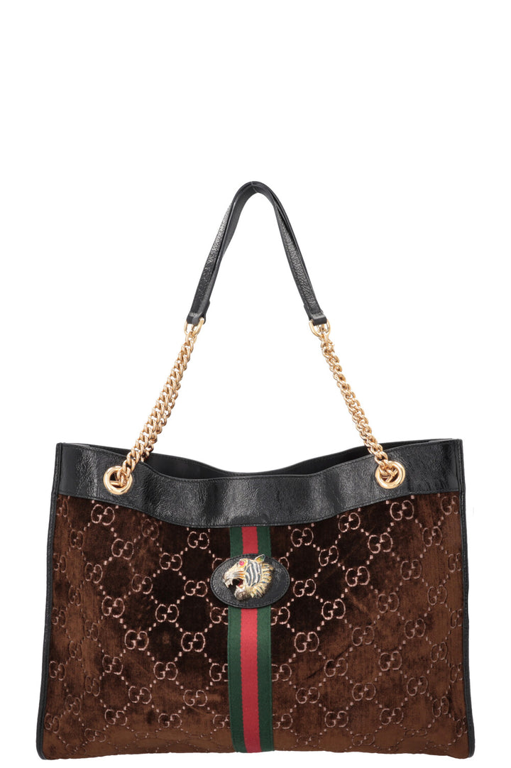 GUCCI Rajah Tote Bag Velvet Brown