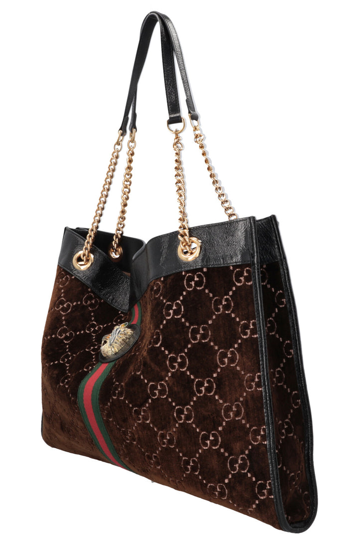 GUCCI Rajah Tote Bag Velvet Brown