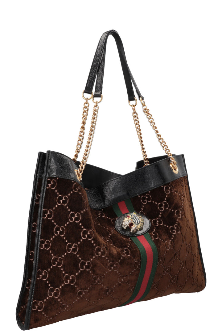 GUCCI Rajah Tote Bag Velvet Brown
