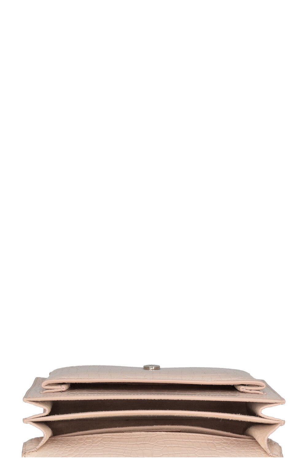 SAINT LAURENT Sunset Croc Embossed Crossbody Bag Blush Pink