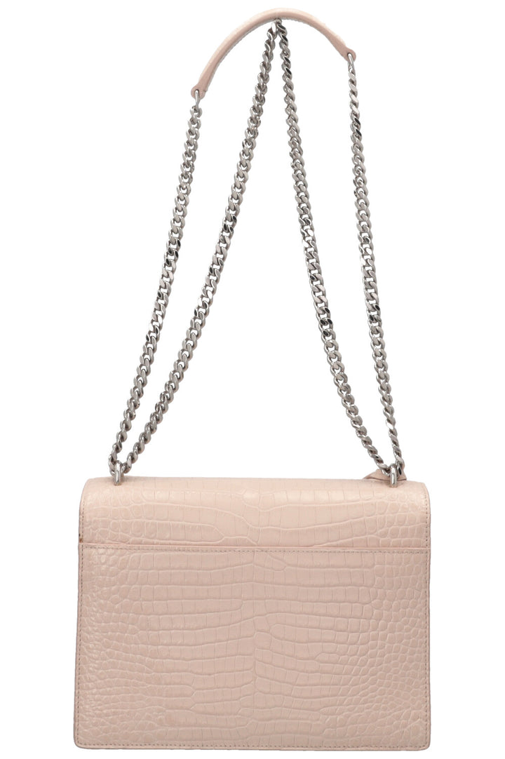 SAINT LAURENT Sunset Croc Embossed Crossbody Bag Blush Pink