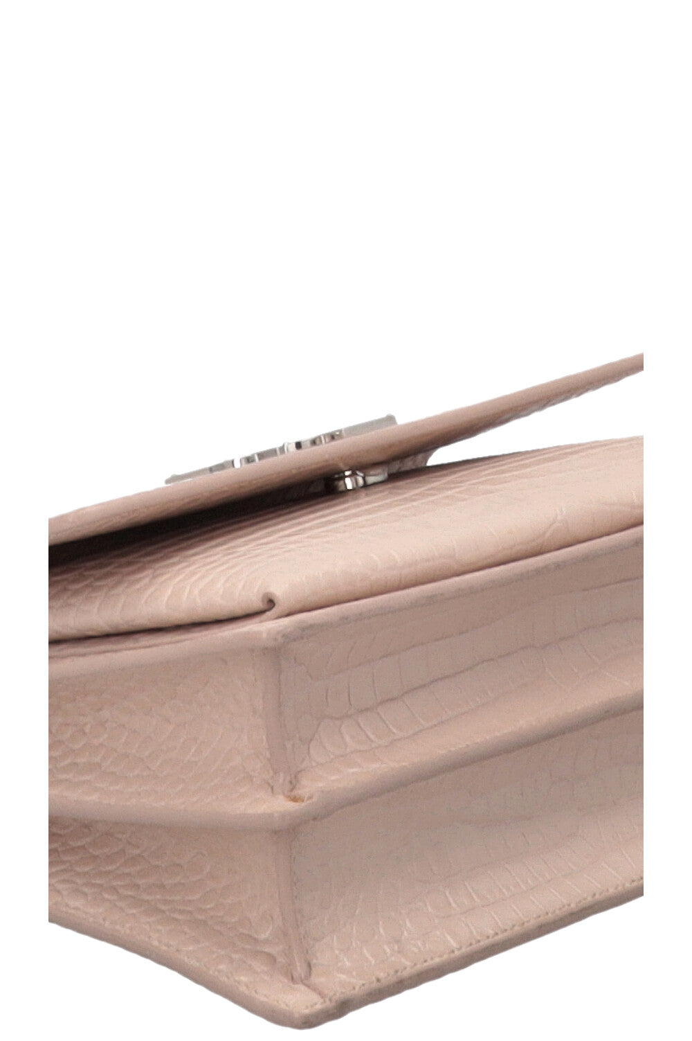 SAINT LAURENT Sunset Croc Embossed Crossbody Bag Blush Pink