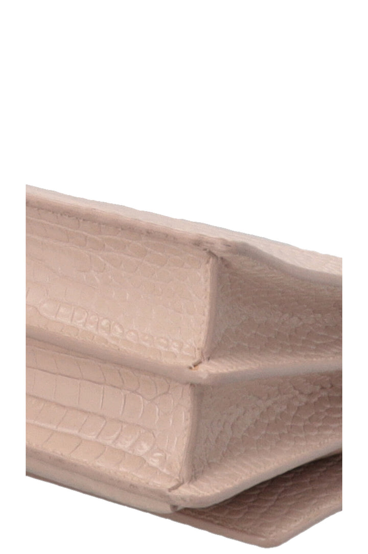 SAINT LAURENT Sunset Croc Embossed Crossbody Bag Blush Pink