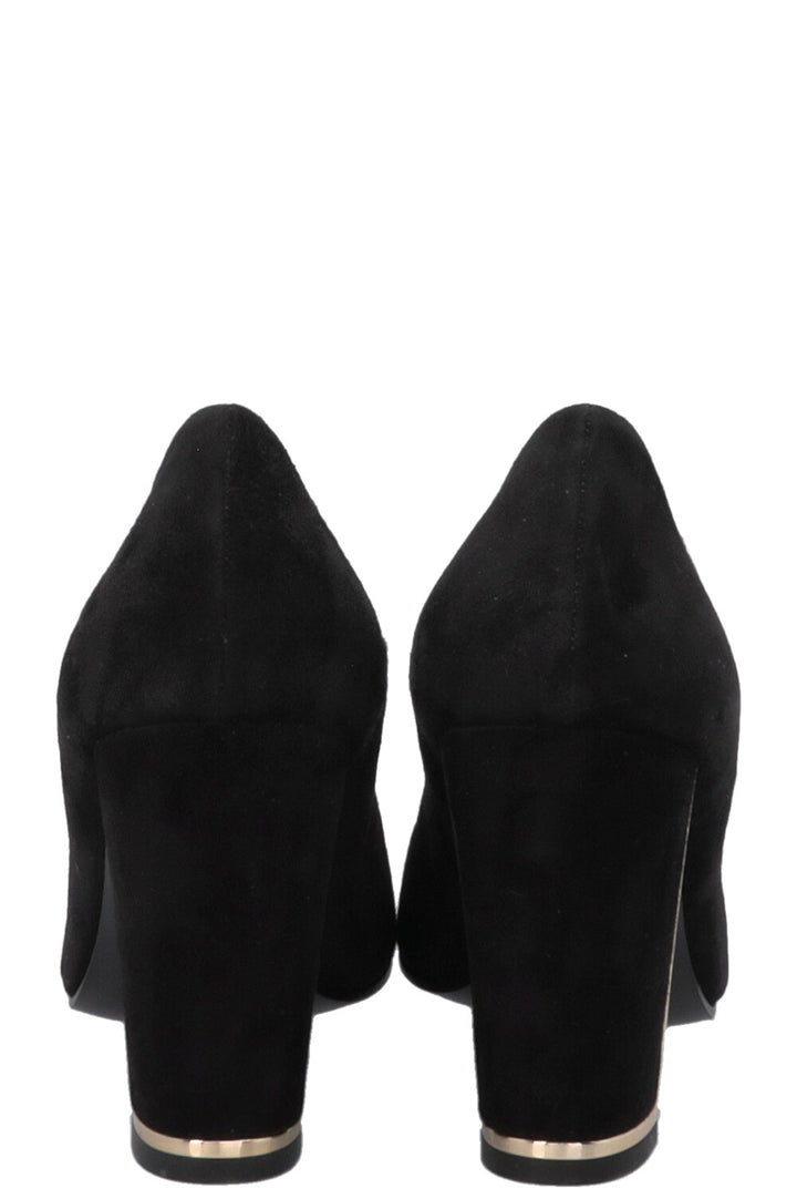 CHANEL Classic CC Block Heels Suede Black