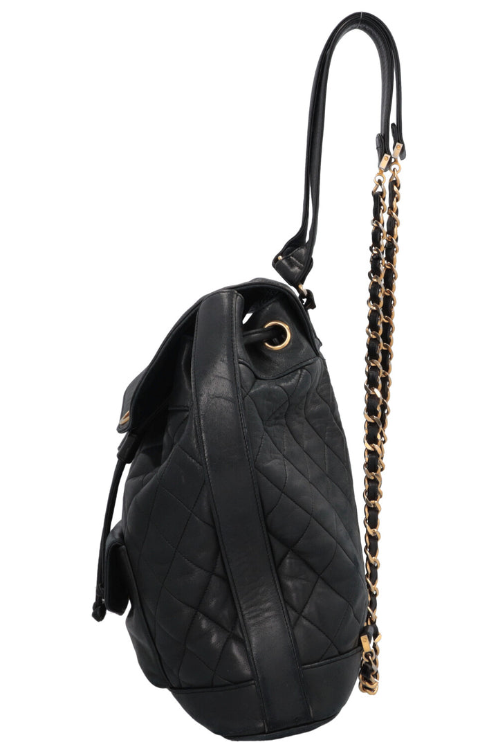 CHANEL Vintage Drawstring CC Backpack Large Black
