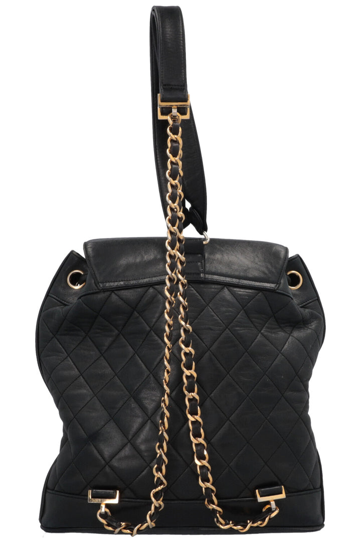 CHANEL Vintage Drawstring CC Backpack Large Black