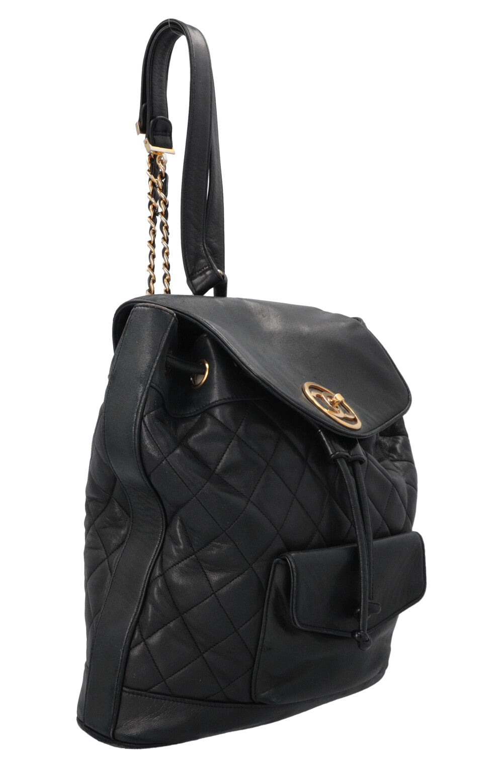 CHANEL Vintage Drawstring CC Backpack Large Black