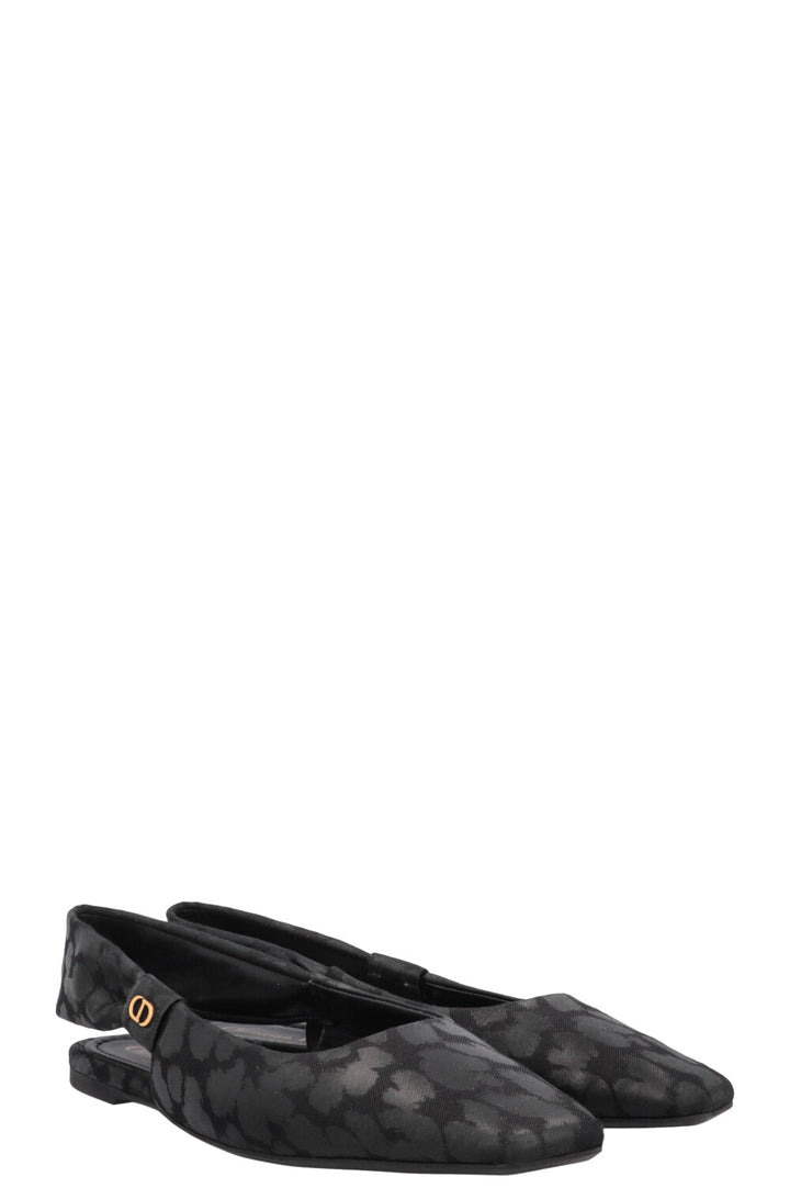 CHRISTIAN DIOR Mizza Slingback Flats Canvas Black