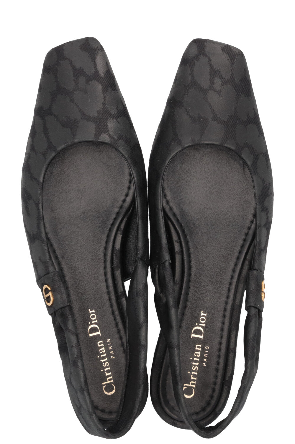 CHRISTIAN DIOR Mizza Slingback Flats Canvas Black