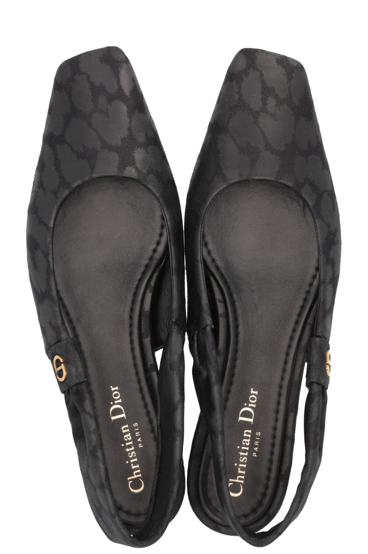 CHRISTIAN DIOR Mizza Slingback Flats Canvas Black