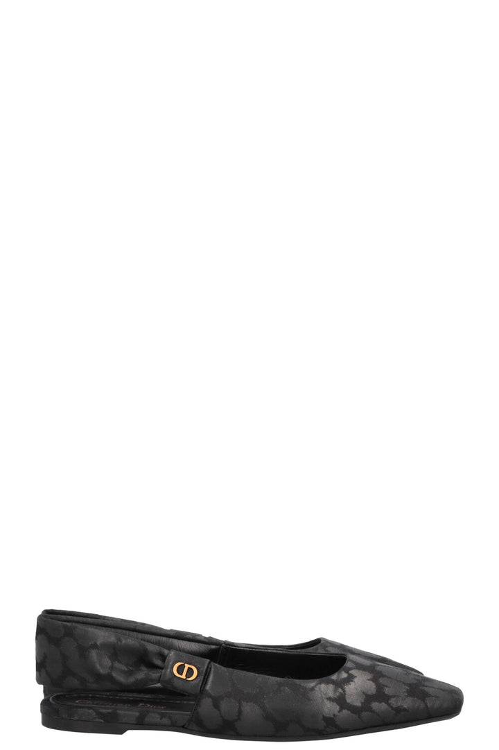 CHRISTIAN DIOR Mizza Slingback Flats Canvas Black