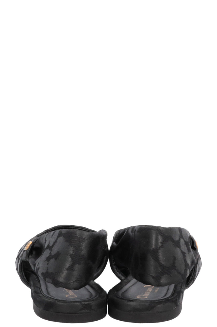 CHRISTIAN DIOR Mizza Slingback Flats Canvas Black