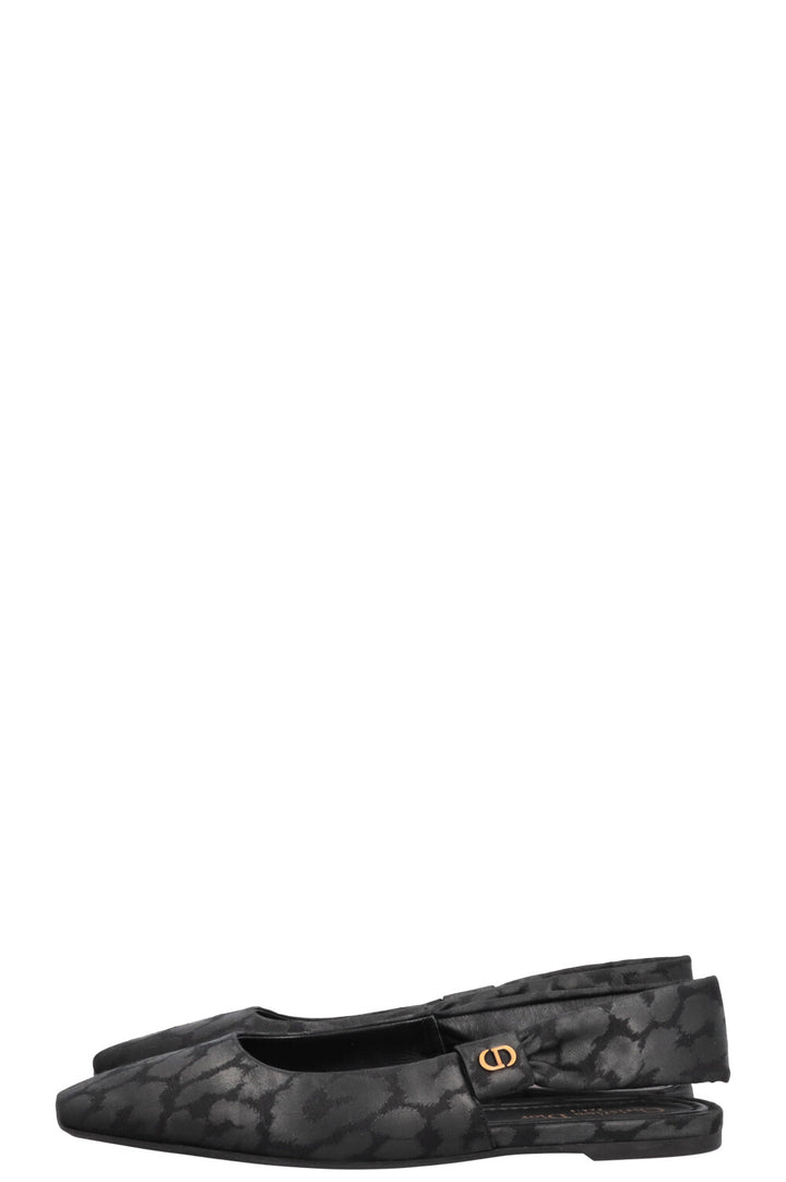 CHRISTIAN DIOR Mizza Slingback Flats Canvas Black
