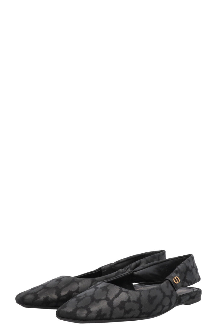 CHRISTIAN DIOR Mizza Slingback Flats Canvas Black
