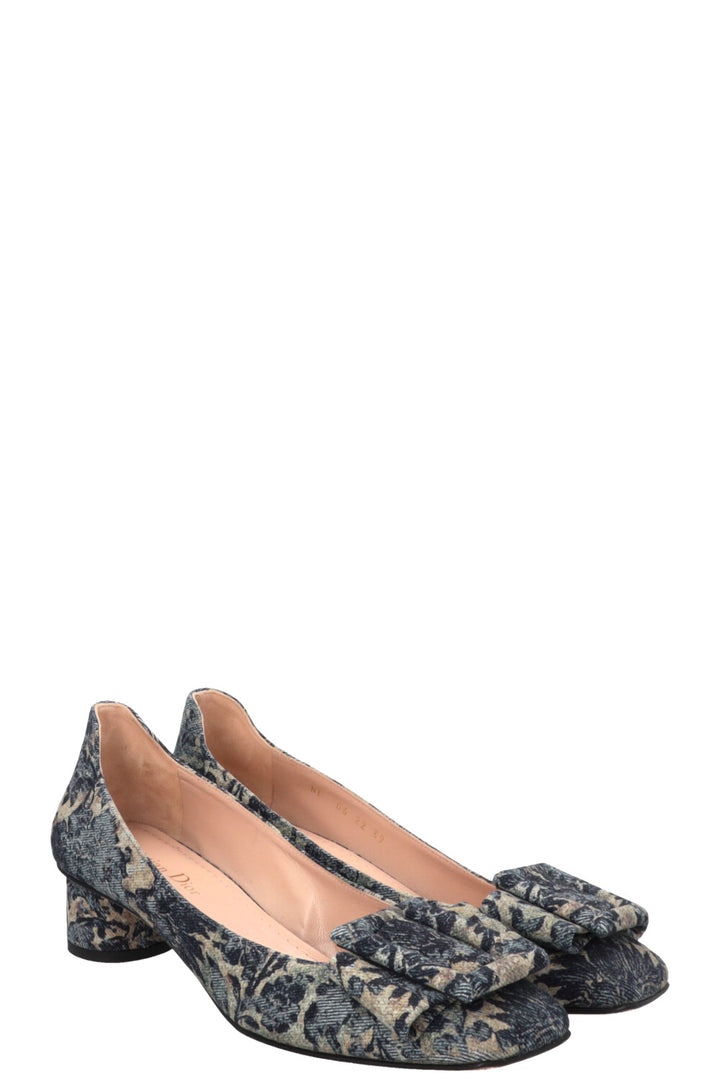 CHRISTIAN DIOR Idylle Bow Heels Blue Beige