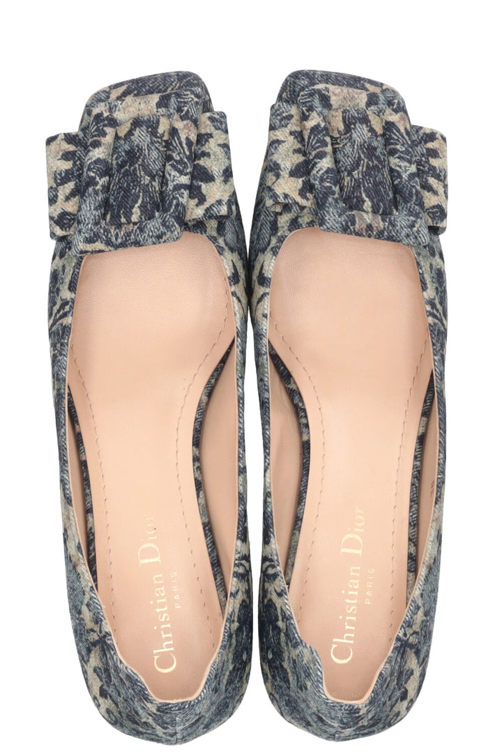 CHRISTIAN DIOR Idylle Bow Heels Blue Beige