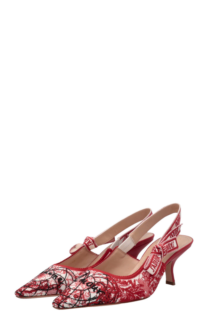 CHRISTIAN DIOR J'Adior Slingback Heels Red White